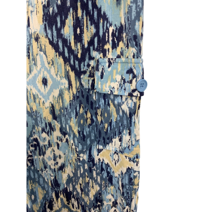 D&Co. Beach Womens Ikat Patterned Wide-Leg Pants S Blue & Beige Cotton & Rayon
