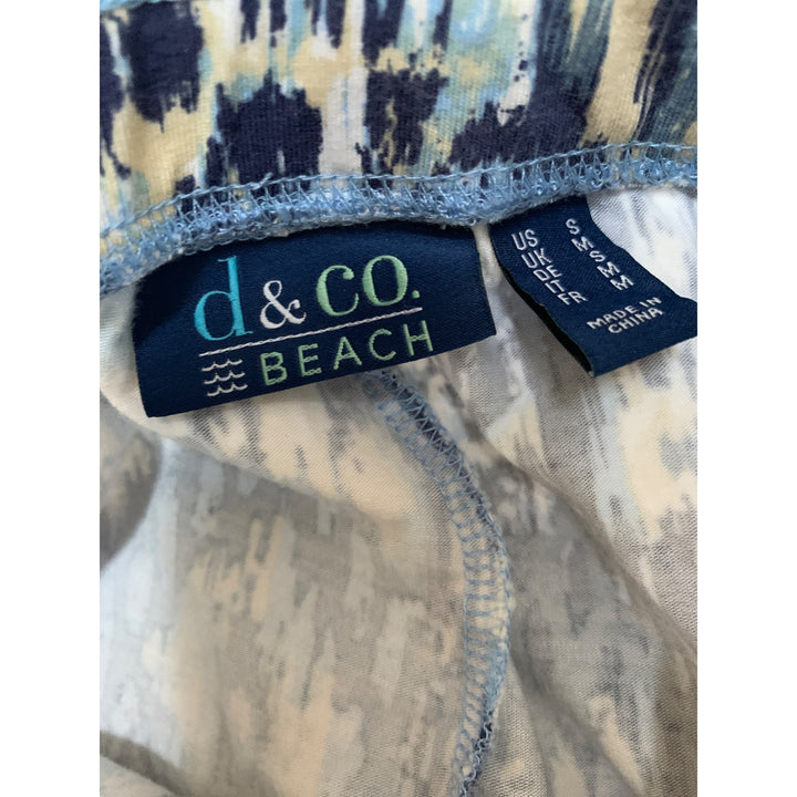 D&Co. Beach Womens Ikat Patterned Wide-Leg Pants S Blue & Beige Cotton & Rayon
