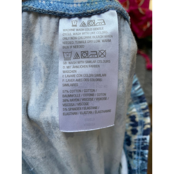 D&Co. Beach Womens Ikat Patterned Wide-Leg Pants S Blue & Beige Cotton & Rayon