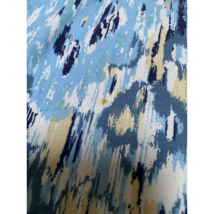 D&Co. Beach Womens Ikat Patterned Wide-Leg Pants S Blue & Beige Cotton & Rayon