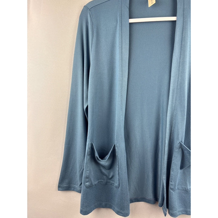 Hue Sleepwear Womens Blue Cardigan With Pockets Size XS Polyester Spandex Blend