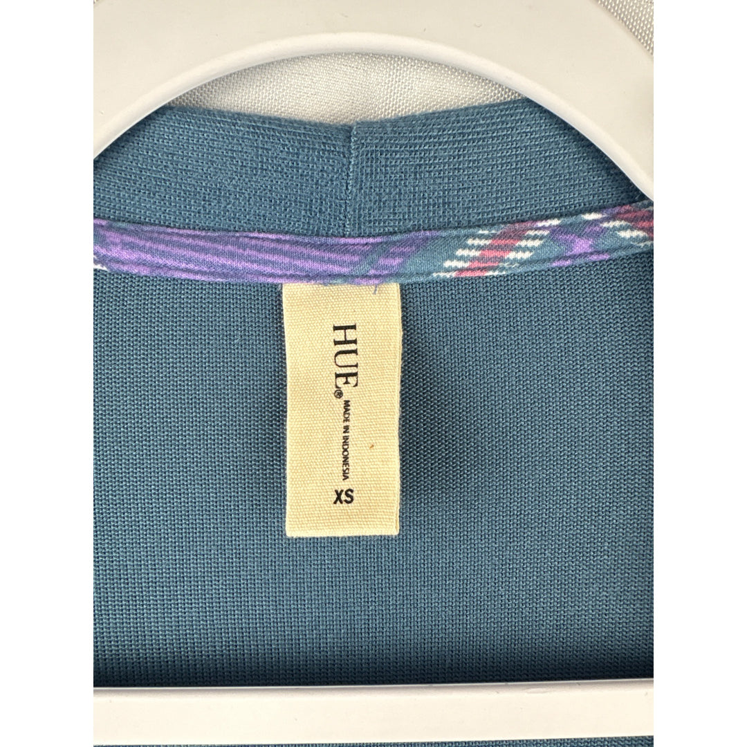 Hue Sleepwear Womens Blue Cardigan With Pockets Size XS Polyester Spandex Blend