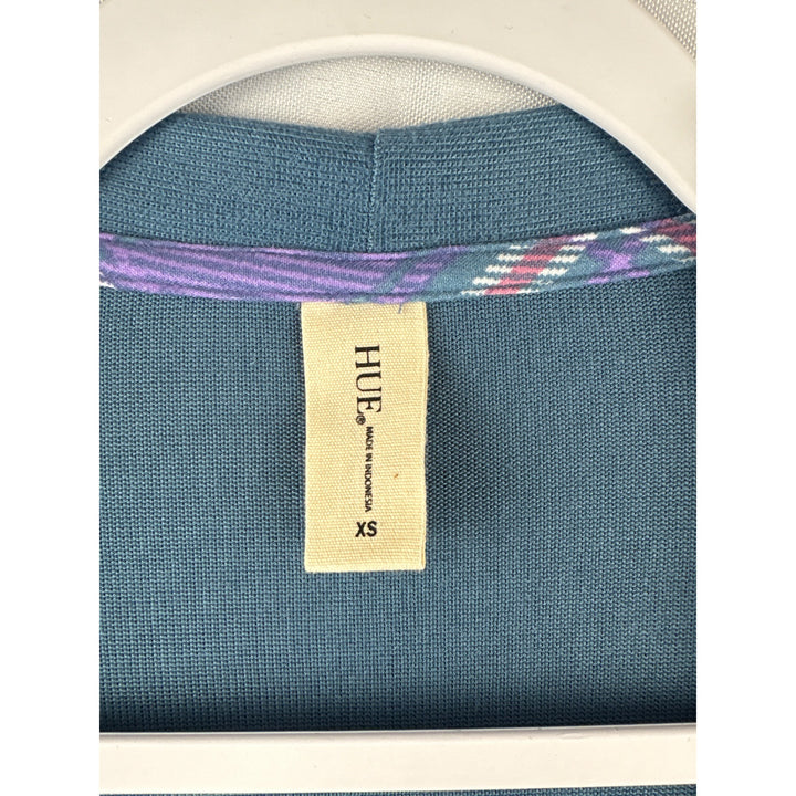 Hue Sleepwear Womens Blue Cardigan With Pockets Size XS Polyester Spandex Blend