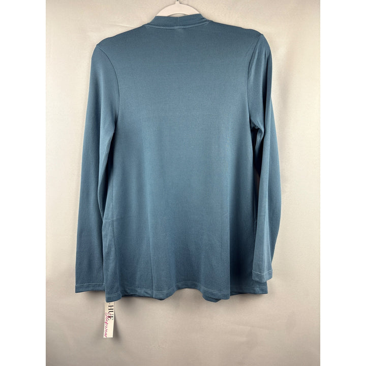 Hue Sleepwear Womens Blue Cardigan With Pockets Size XS Polyester Spandex Blend