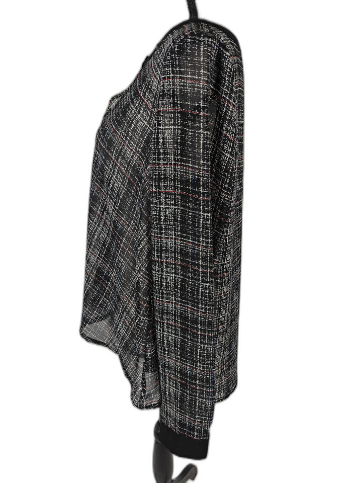 Women’s Elodie Button Front Blouse Black Plaid Size Medium