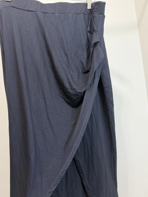 Halara Ruched Split Hem Midi Skirt Black NWT SzXL