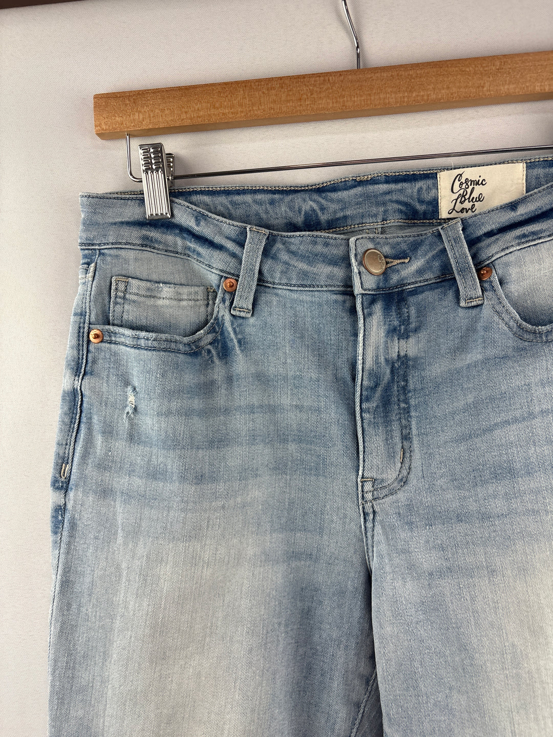 Women’s Cosmic Blue Love Size 30P Light Blue Straight Leg Jeans