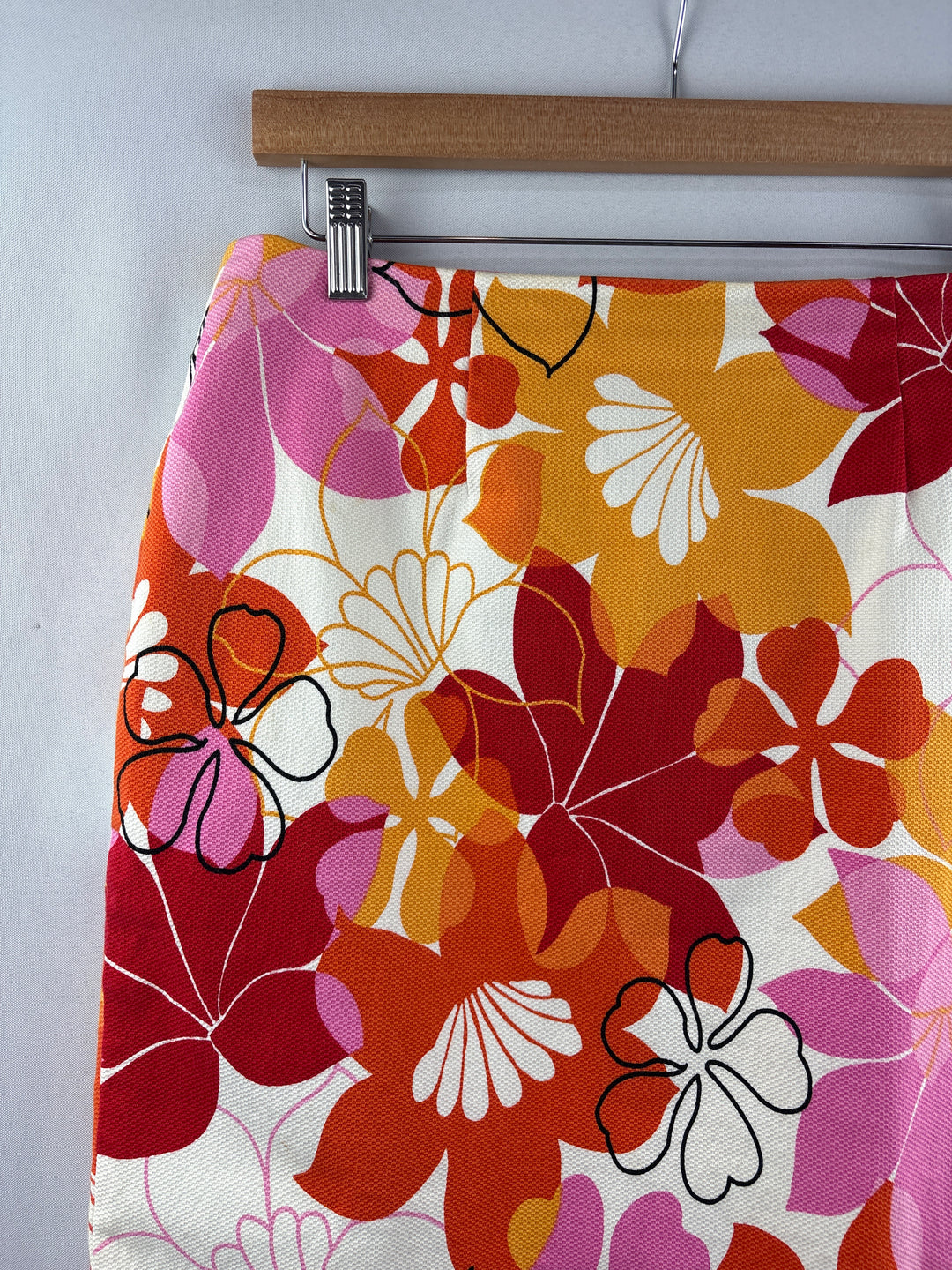Women’s Grace Dane Lewis Size 10 Pink, White &amp; Orange Floral Pencil Skirt