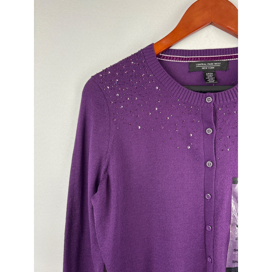 Women’s Central Park West Small Sparkly Plum Cardigan