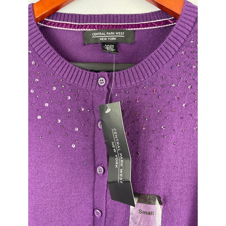 Women’s Central Park West Small Sparkly Plum Cardigan
