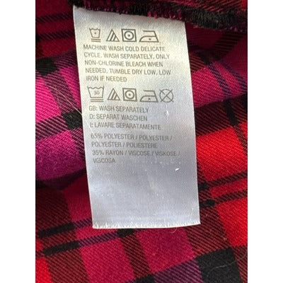 Plaid Button-Down Shirt By Studio Park Size 2X Red & Pink Checkered Pattern