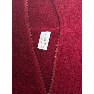 Red Fleece Zip-Up Jacket For Women Size L Polyester Cotton Blend Machine Washable
