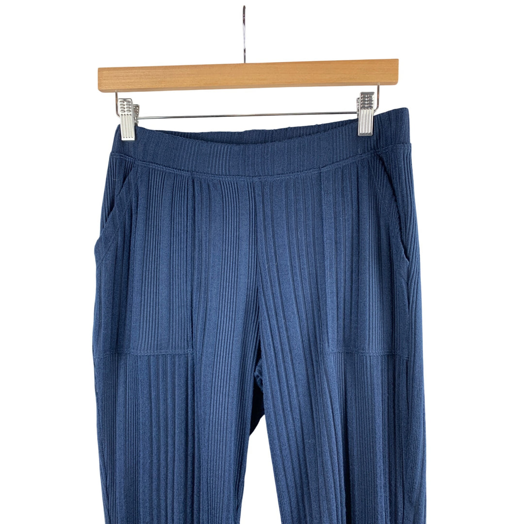 Cuddl Duds Small Ribbed Navy Pants With Pocket