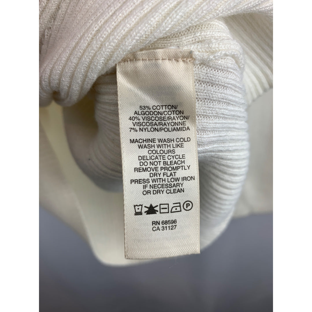 DKNY Jeans Womens White Ribbed V-Neck Long Sleeve Sweater Size S