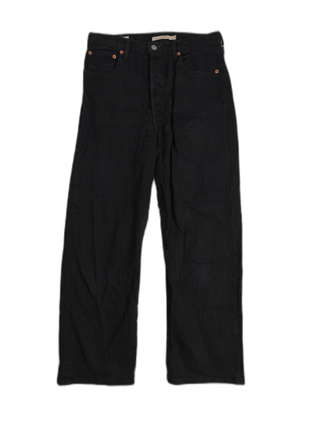 Mens Levis Ribcage Straight Ankle Jeans Black Size 28