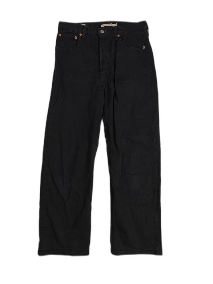 Mens Levis Ribcage Straight Ankle Jeans Black Size 28