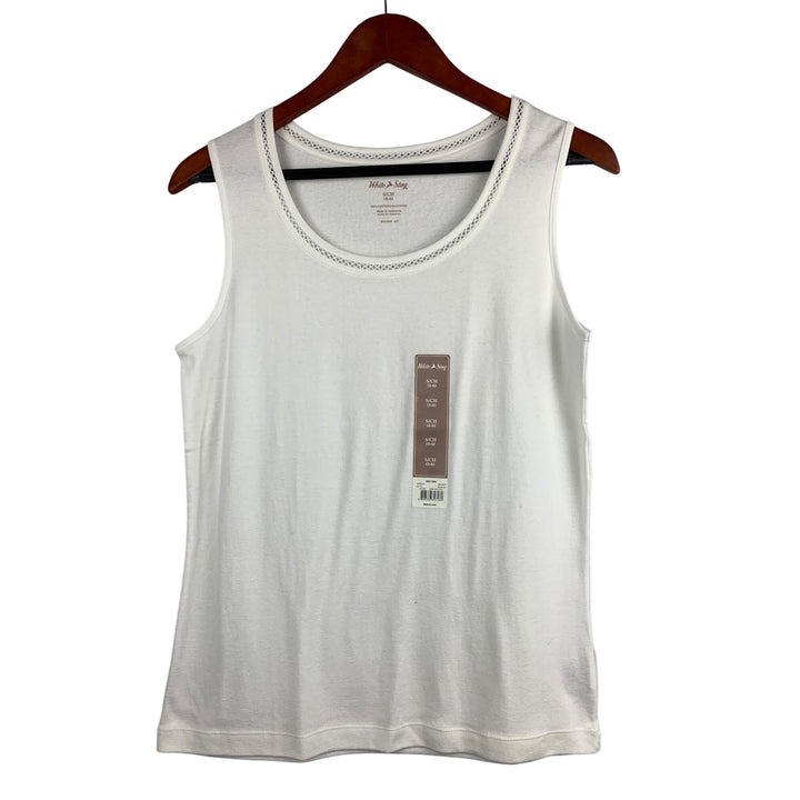 White Stag Womens Sleeveless Tank Top S (4-6) 100% Cotton White Made In Indonesia