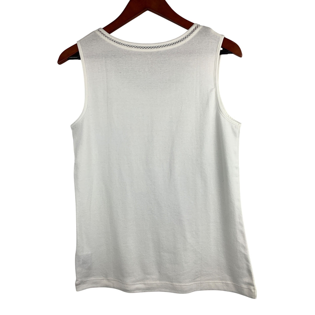 White Stag Womens Sleeveless Tank Top S (4-6) 100% Cotton White Made In Indonesia