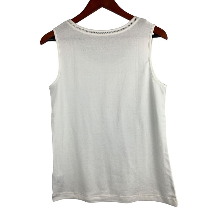 White Stag Womens Sleeveless Tank Top S (4-6) 100% Cotton White Made In Indonesia