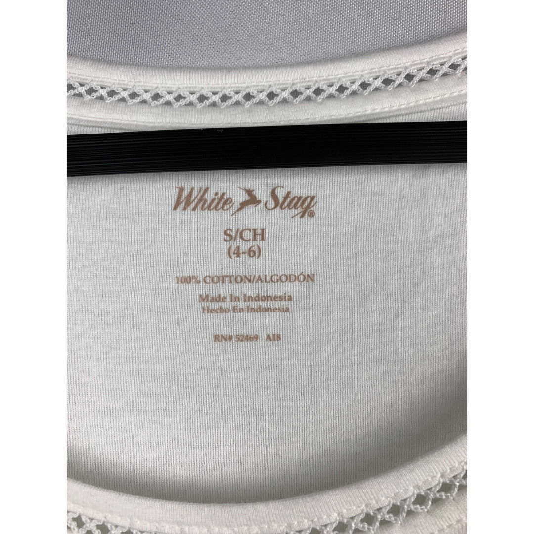 White Stag Womens Sleeveless Tank Top S (4-6) 100% Cotton White Made In Indonesia