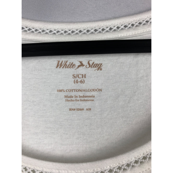 White Stag Womens Sleeveless Tank Top S (4-6) 100% Cotton White Made In Indonesia