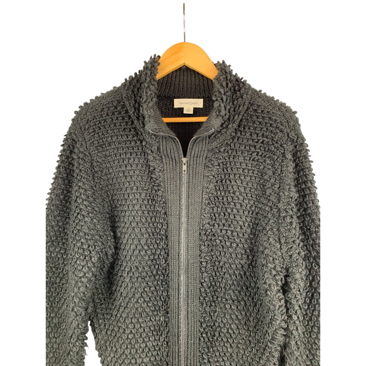 Treasure & Bond XS Black Textured Zip-Up Sweater Jacket