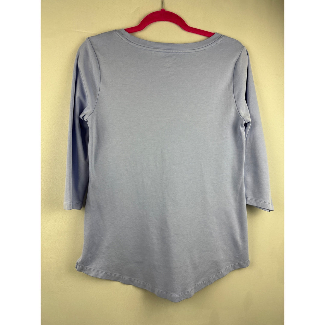 Isaac Mizrahi Live! Womens Light Blue 3/4 Sleeve Top S