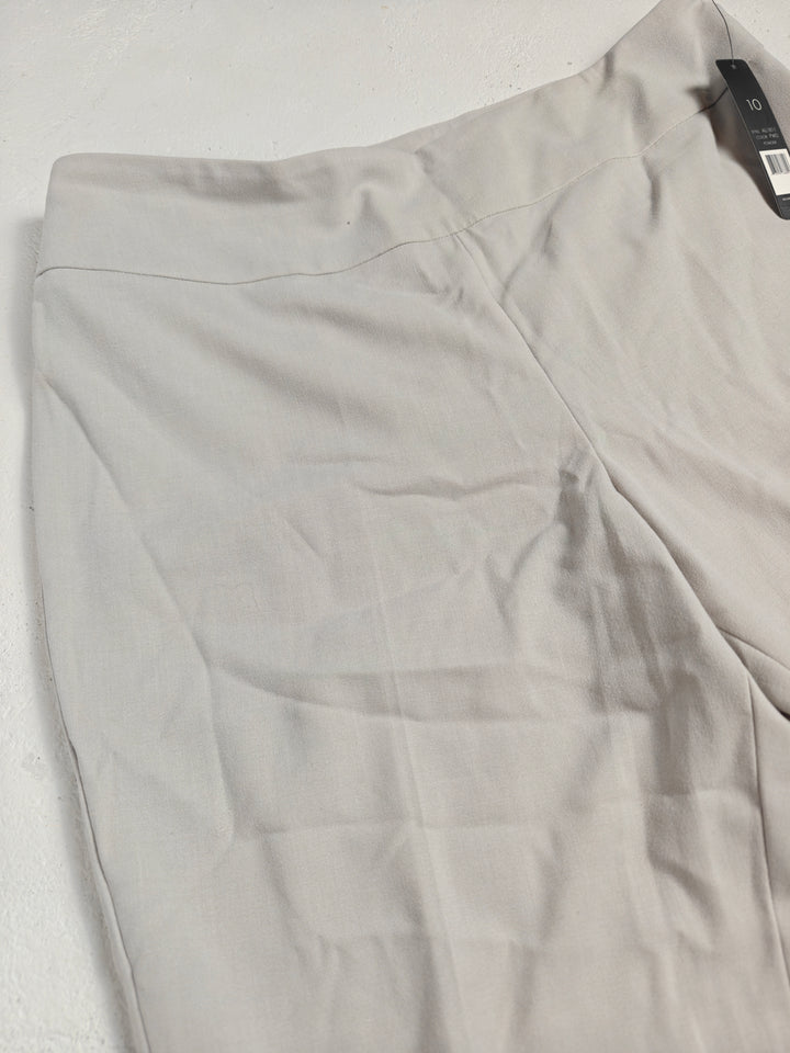 Womens Nic+Zoe Straight Leg Pants Cream/Gray Size 10 NWT