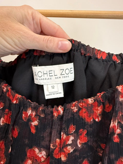 Rachel Zoe Floral Silk Wide Leg Jumpsuit Off Shoulder Sz12