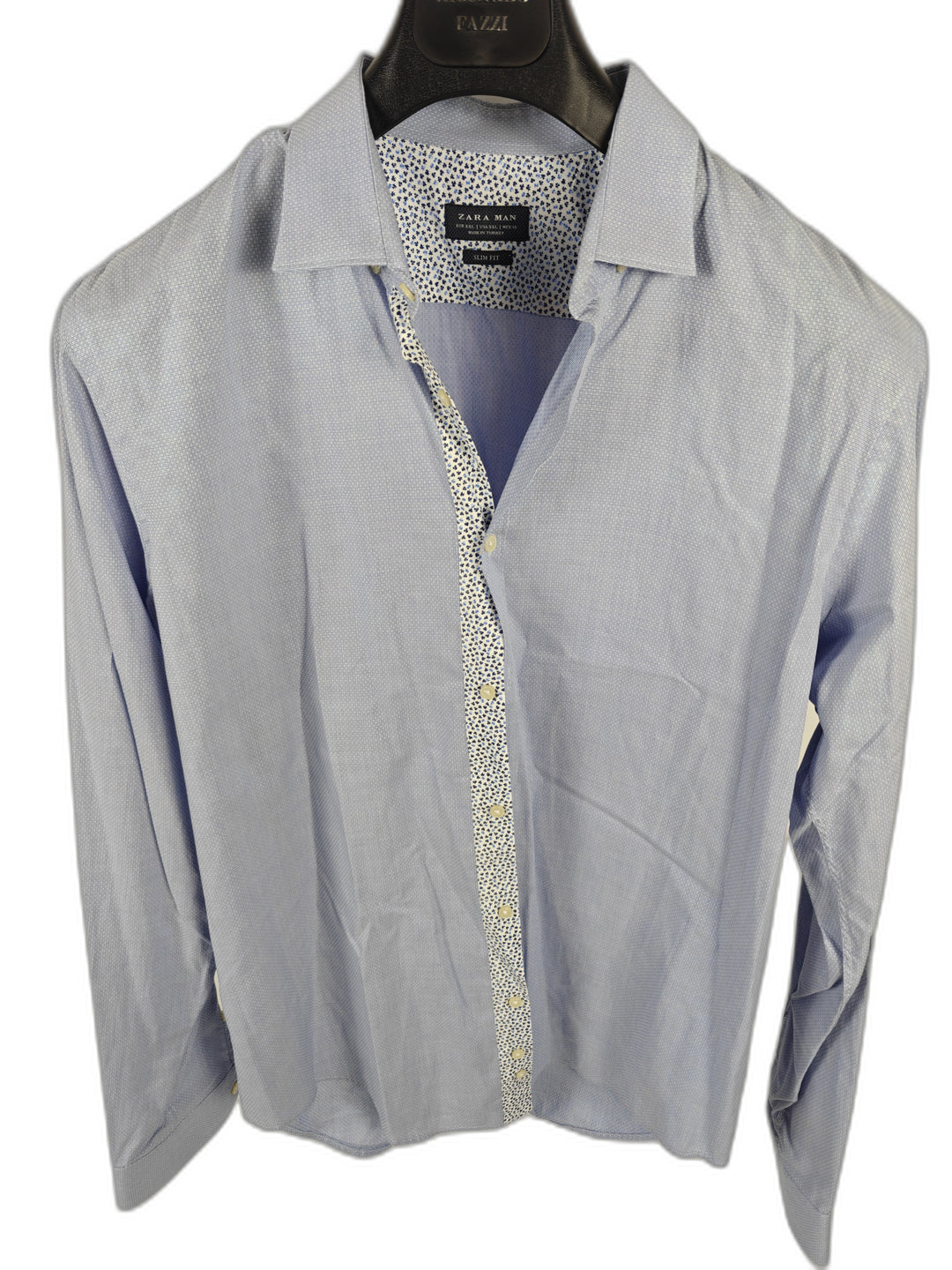 Men’s Zara Man Dress Shirt Blue XXL Slim Fit 100% Cotton