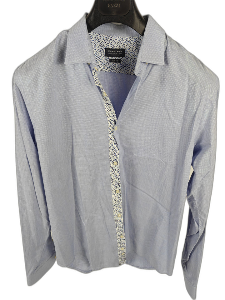 Men’s Zara Man Dress Shirt Blue XXL Slim Fit 100% Cotton