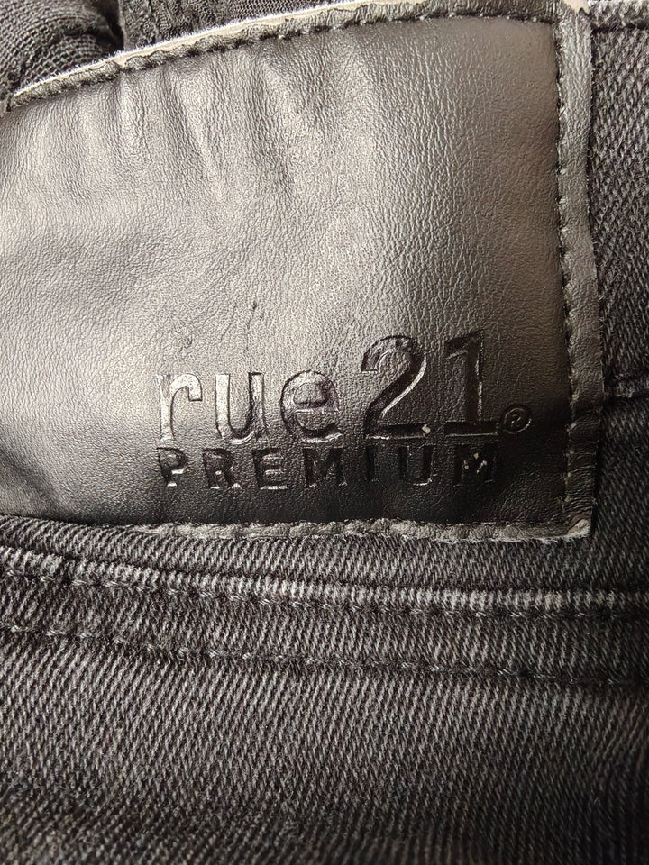 Mens Rue21 Premium Skinny Black Distressed Jeans White Stripe 30x32