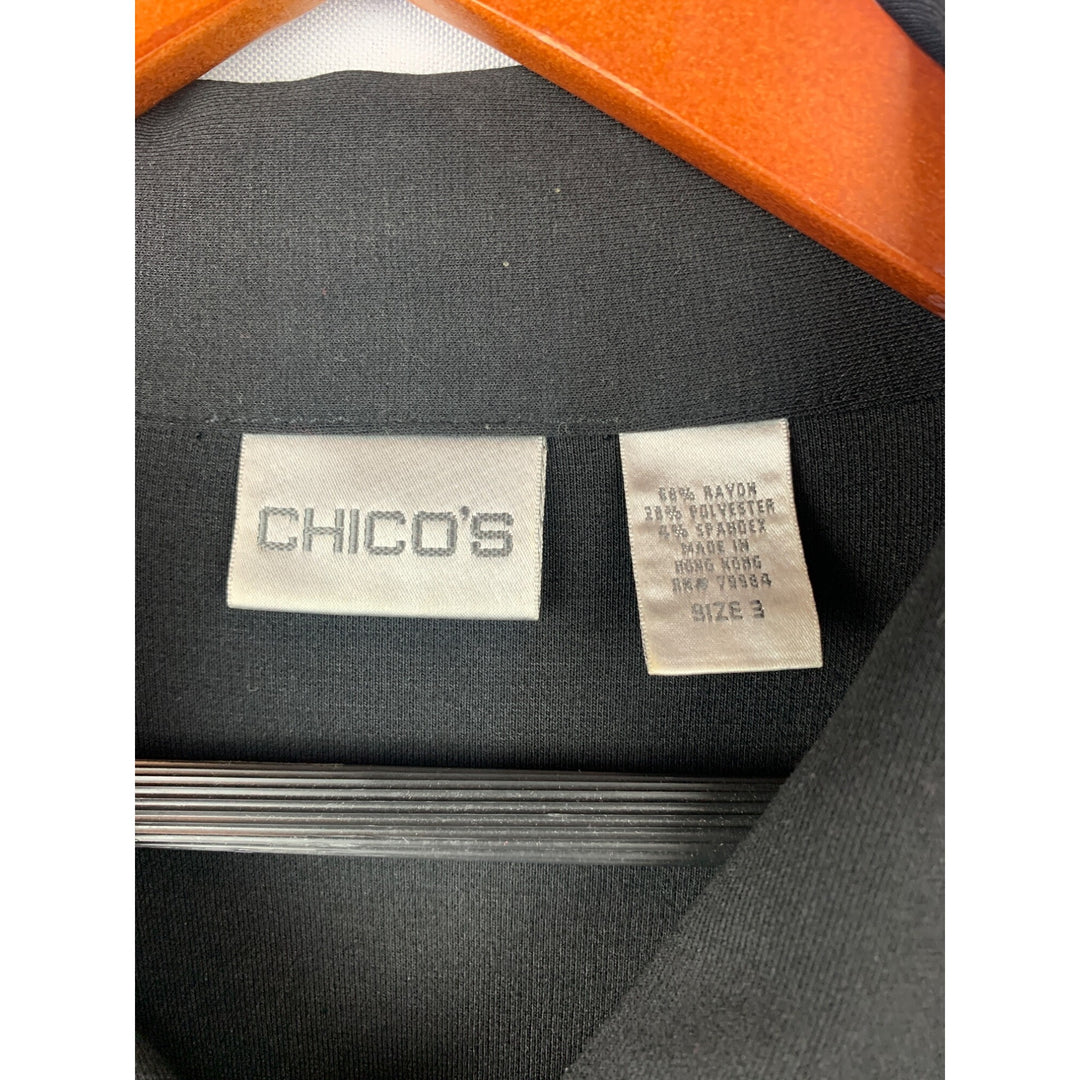 Chicos Womens Long Sleeve  Black Button-Up Jacket Size 3