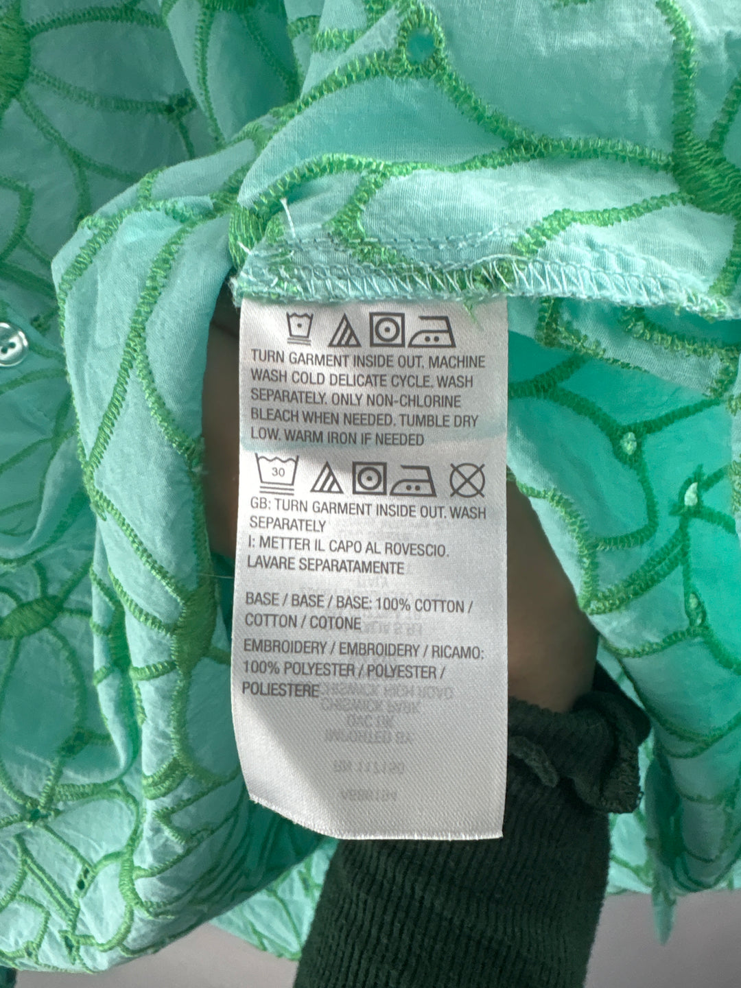 Women’s Bellisima XL Aqua w/ Green Florals Blouse