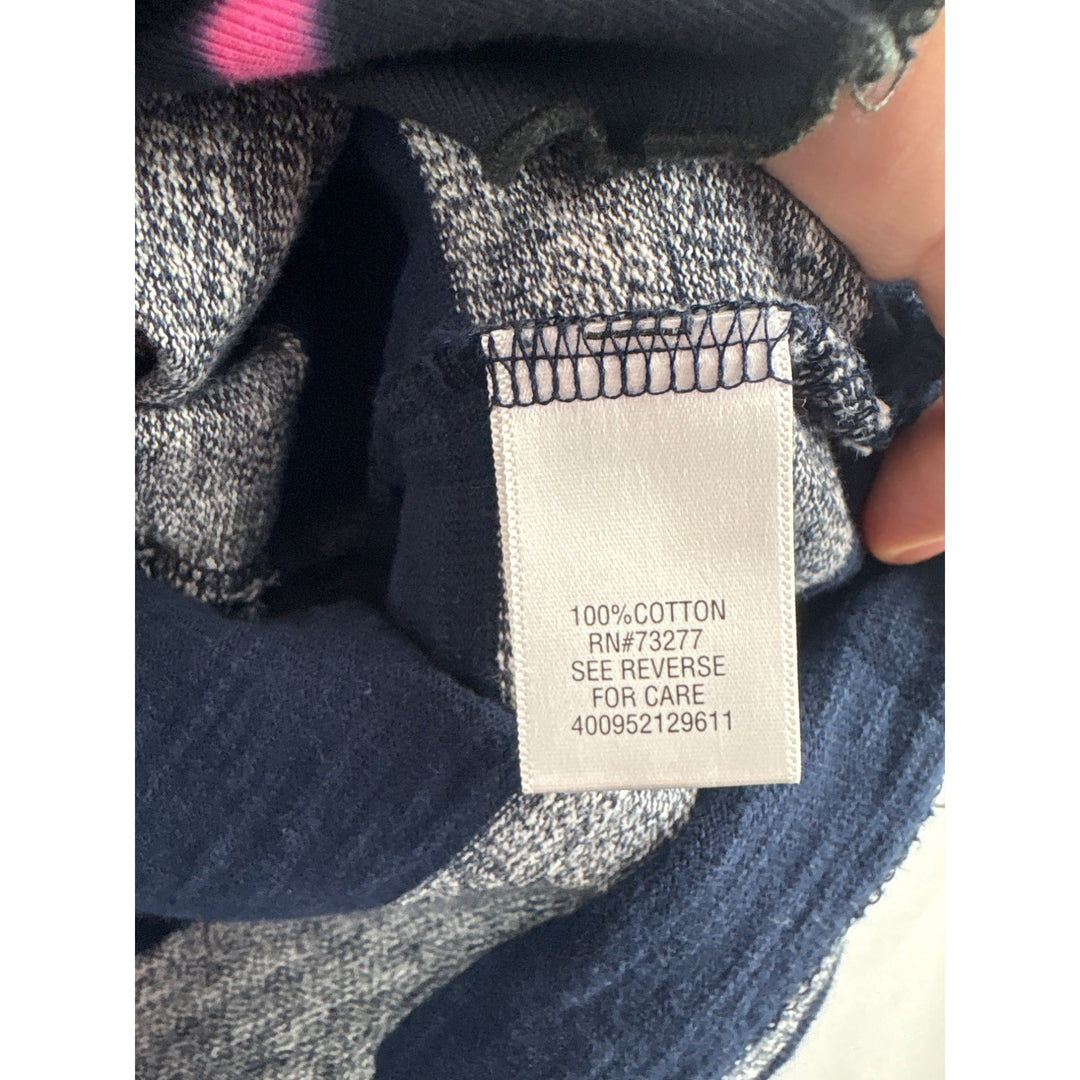 Croft &amp; Barrow Womens Petite Medium Striped Top Navy &amp; Gray 100% Cotton