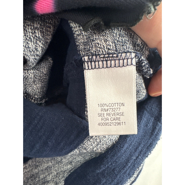 Croft &amp; Barrow Womens Petite Medium Striped Top Navy &amp; Gray 100% Cotton