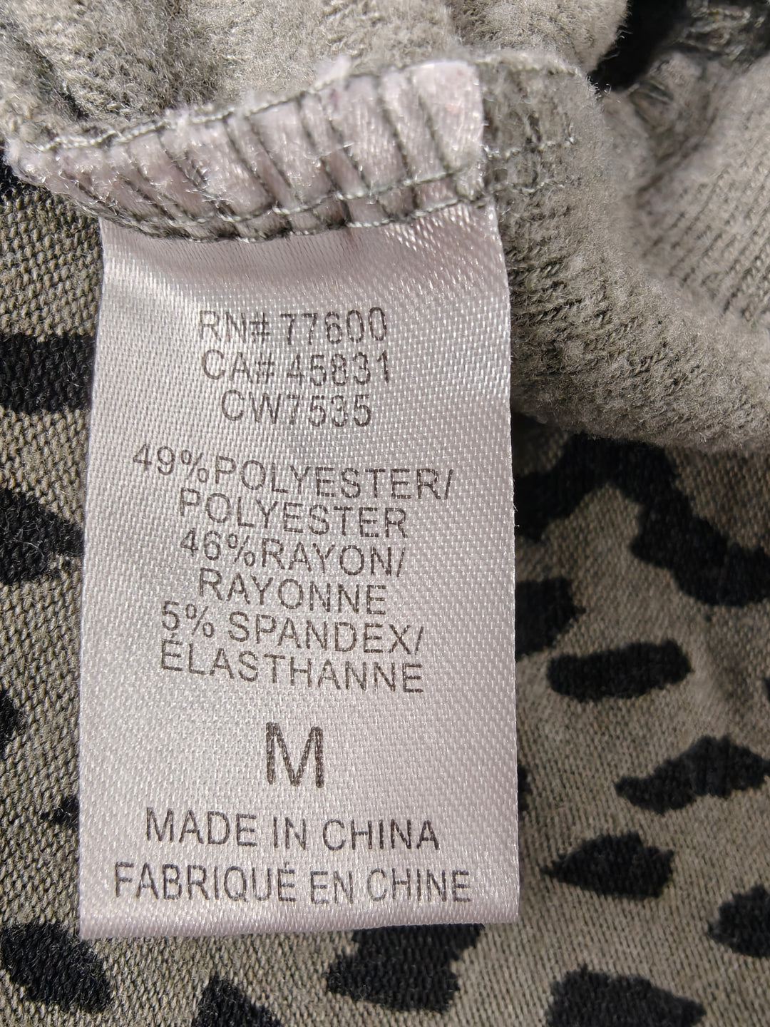 Women Chaser Zip Hoodie Gray Leopard Print Medium