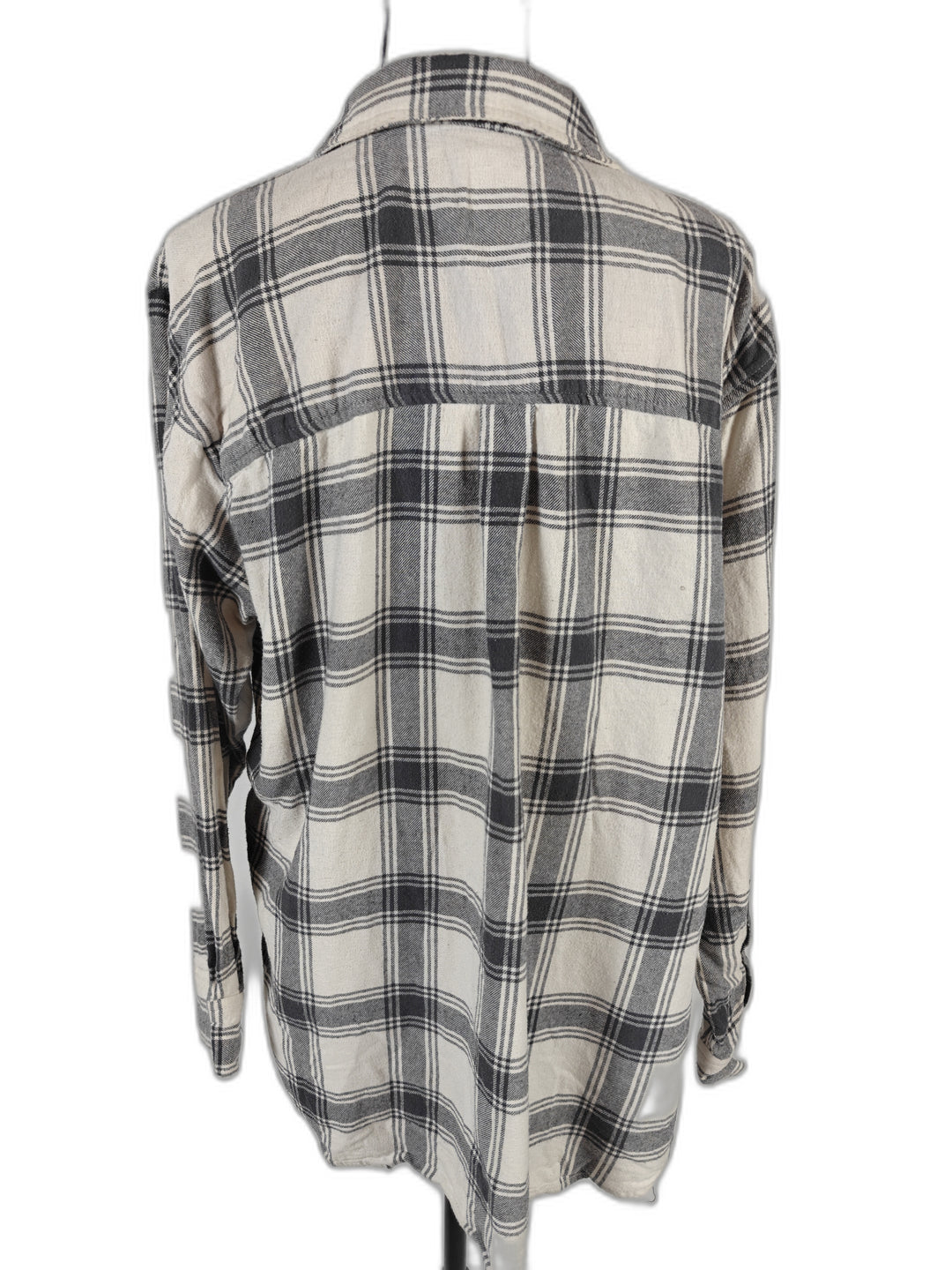 Womens SO Flannel Shirt Cream Black Plaid Size XL