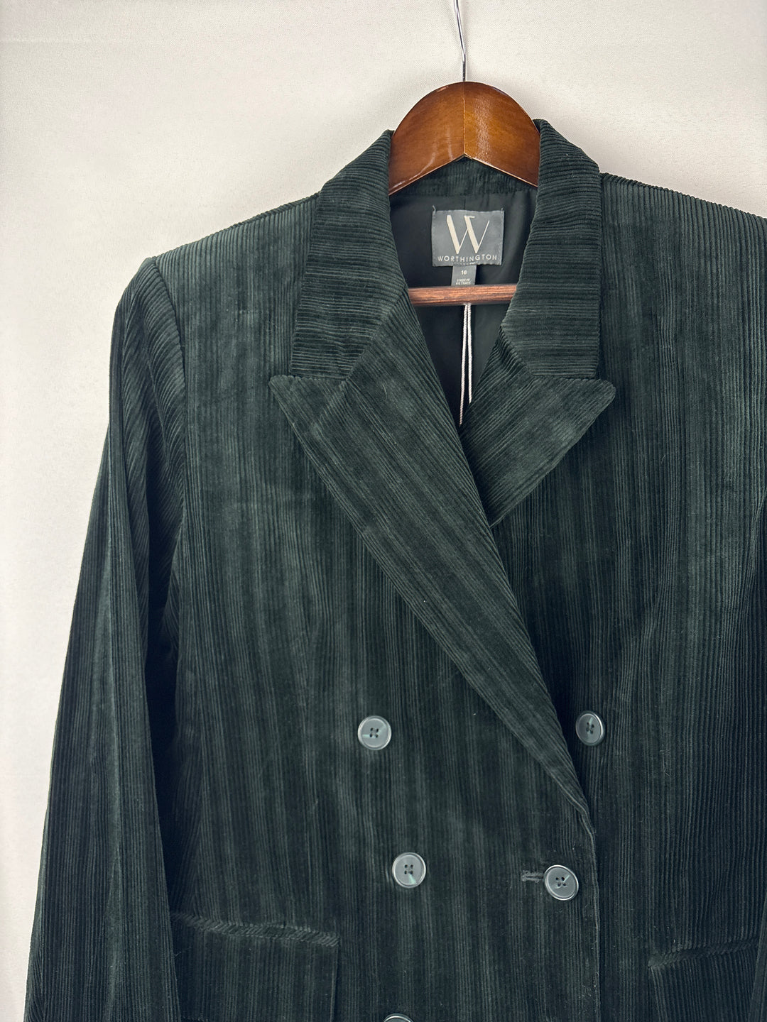 Women’s Worthington Size 16 Black Corduroy Skirt &amp; Blazer Set