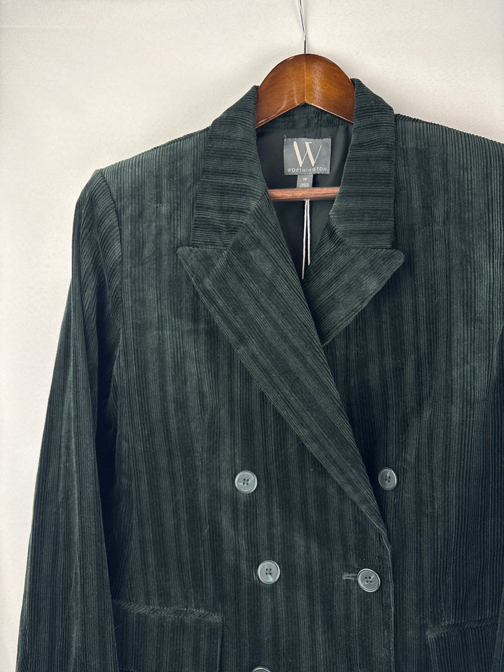 Women’s Worthington Size 16 Black Corduroy Skirt &amp; Blazer Set