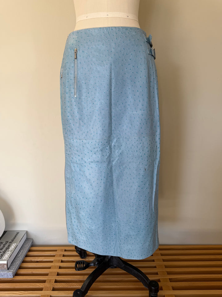 Archival Christian Dior by John Galliano FW2000 Ostrich Leather Zip Pencil Skirt