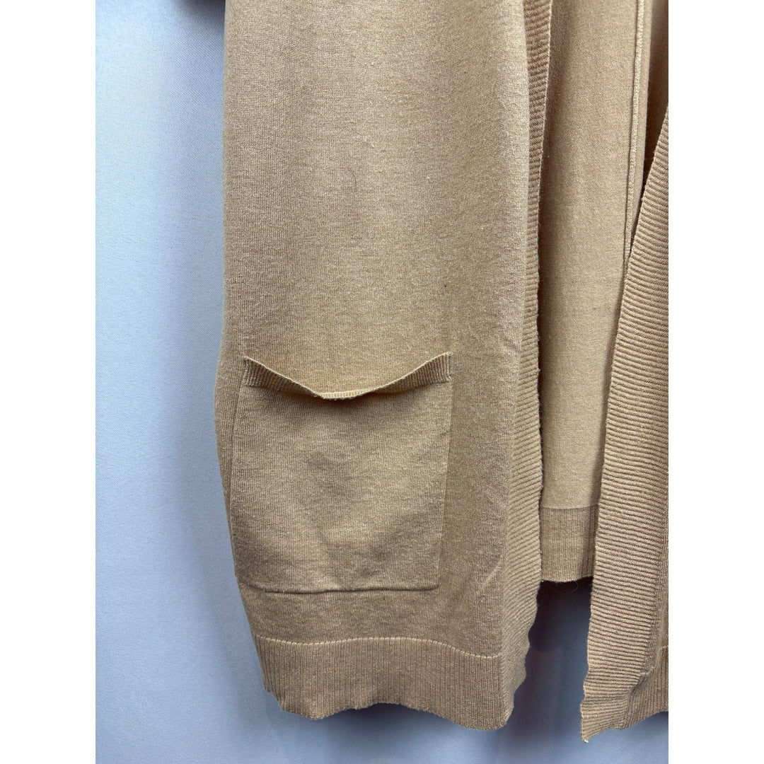 Women’s Chico’s Size 2XL Tan Short Sleeve Cardigan with Pockets