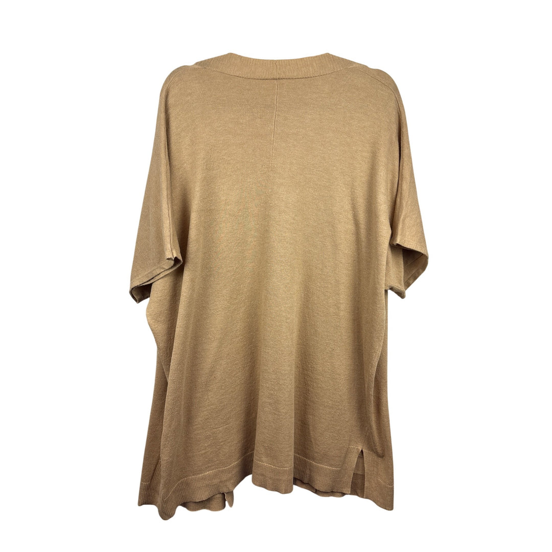 Women’s Chico’s Size 2XL Tan Short Sleeve Cardigan with Pockets