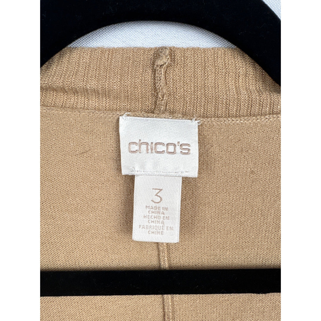Women’s Chico’s Size 2XL Tan Short Sleeve Cardigan with Pockets