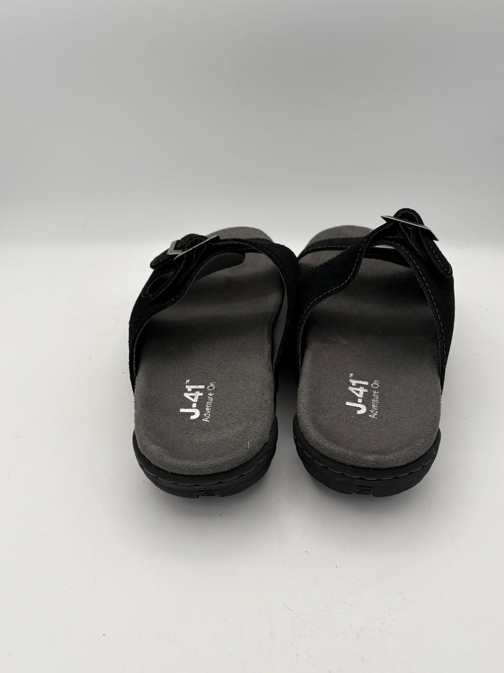 Women’s J-41 Size 8 Black Suede Slide Buckle Sandals
