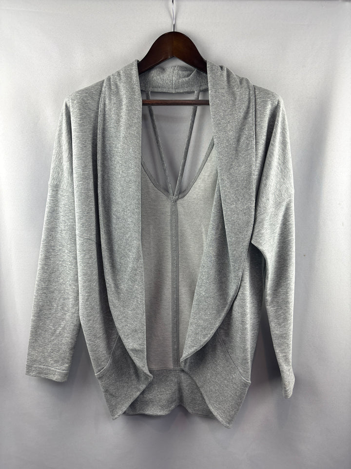 Women’s Zella Medium Light Gray Cardigan w/ Strappy Back