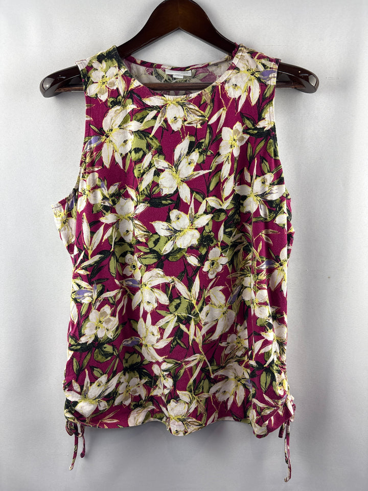 Women’s J.Jill Large Magenta Sleeveless Blouse w/ White Florals