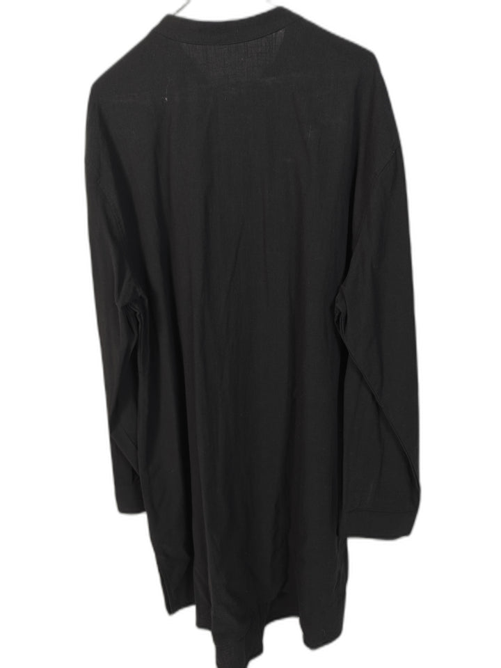 Unbranded Men's XXL Black Linen Longline Tunic Shirt Mandarin Collar Button Accent