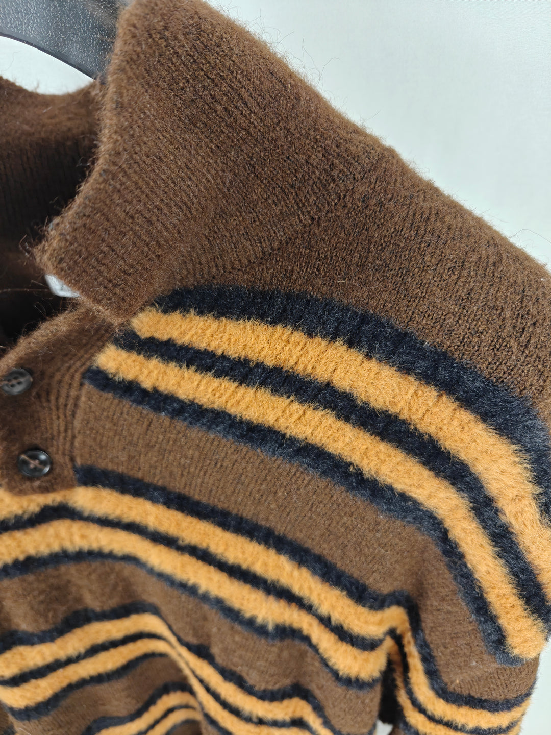 Men’s Zara Striped Polo Sweater Brown XL