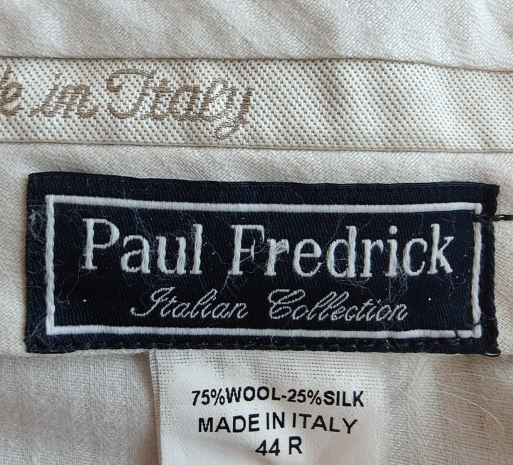 Paul Fredrick Men's Charcoal Gray Wool Silk Pleated Dress Pants 44R Made in Italy Cuffed Slacks